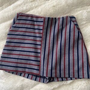 ZARA Trafaluc collection Striped Red and Blue Mini Skort